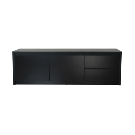 Lizzely Garden & Living Tv meubel melamine Cassie zwart 180cm Lizzely Garden & Living Tv meubel melamine Cassie zwart 180cm