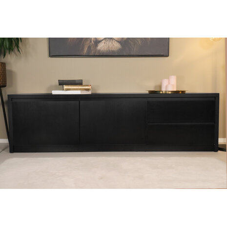 Lizzely Garden & Living Tv meubel melamine Cassie zwart 180cm Lizzely Garden & Living Tv meubel melamine Cassie zwart 180cm