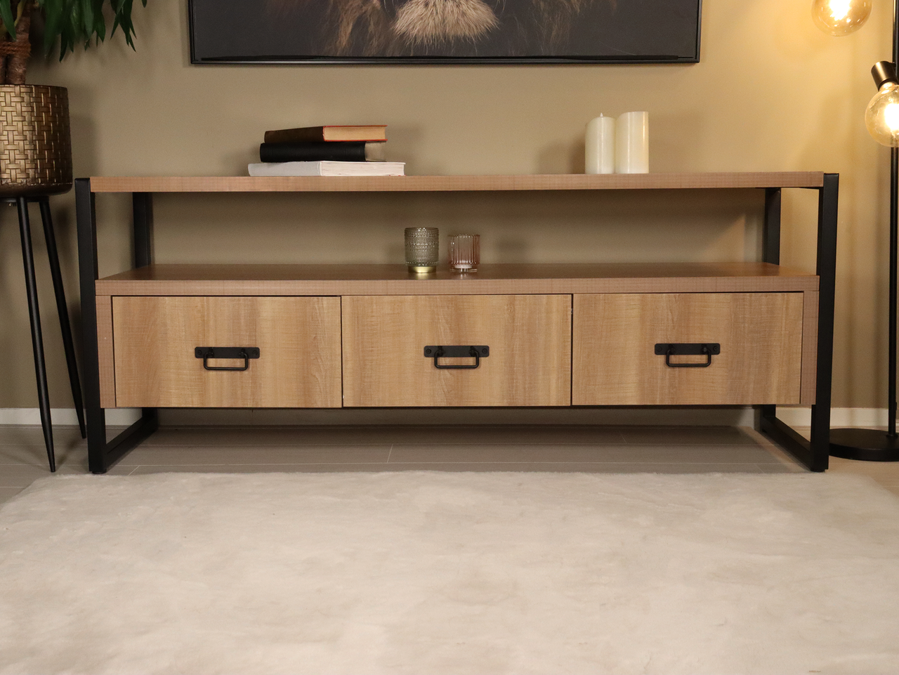 TV meubel industrieel melamine Harper 150cm tv kast TV meubel industrieel melamine Harper 150cm tv kast