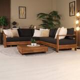 Lizzely Garden & Living Loungeset 5-zits acaciahout Boris antraciet met loungetafel Lizzely Garden & Living Loungeset 5-zits acaciahout Boris antraciet met loungetafel