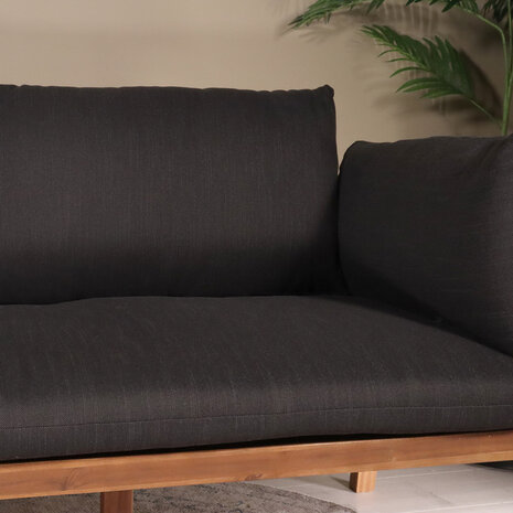 Lizzely Garden & Living Loungebank antraciet 2-zits acaciahout antraciet Xandra tuinbank