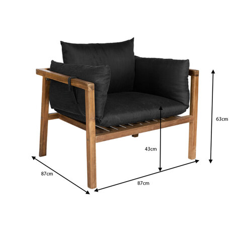Lizzely Garden & Living Loungestoel met armleuningen acaciahout antraciet Xandra Lizzely Garden & Living Loungestoel met armleuningen acaciahout antraciet Xandra
