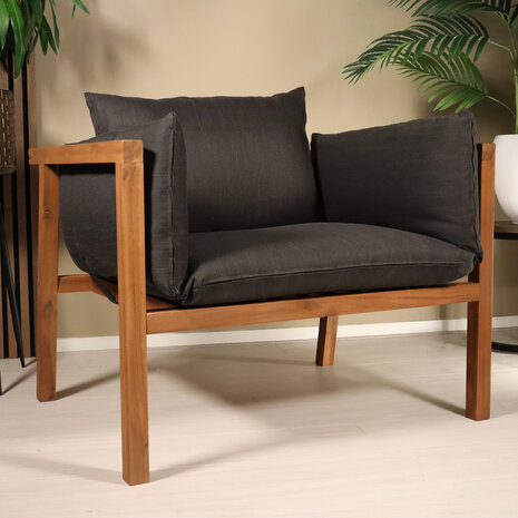 Lizzely Garden & Living Loungestoel met armleuningen acaciahout antraciet Xandra Lizzely Garden & Living Loungestoel met armleuningen acaciahout antraciet Xandra