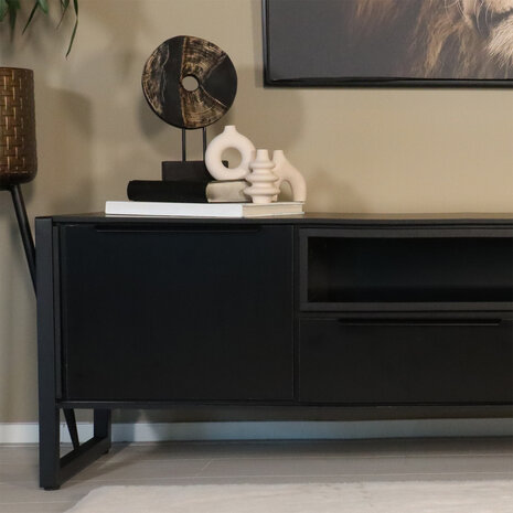 Lizzely Garden & Living Tv meubel melamine Madison zwart 185cm Lizzely Garden & Living Tv meubel melamine Madison zwart 185cm