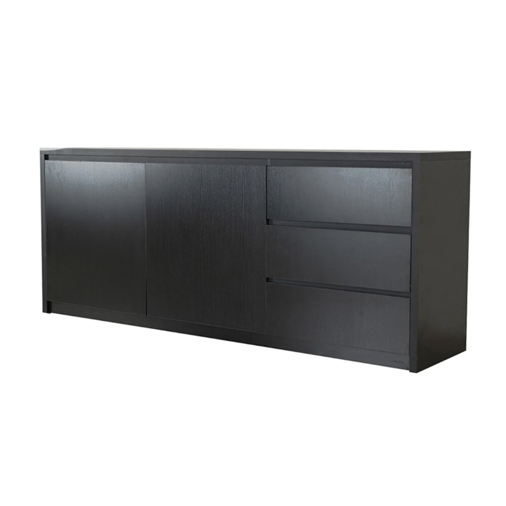 Dressoir melamine Cassie zwart 200cm Dressoir melamine Cassie zwart 200cm
