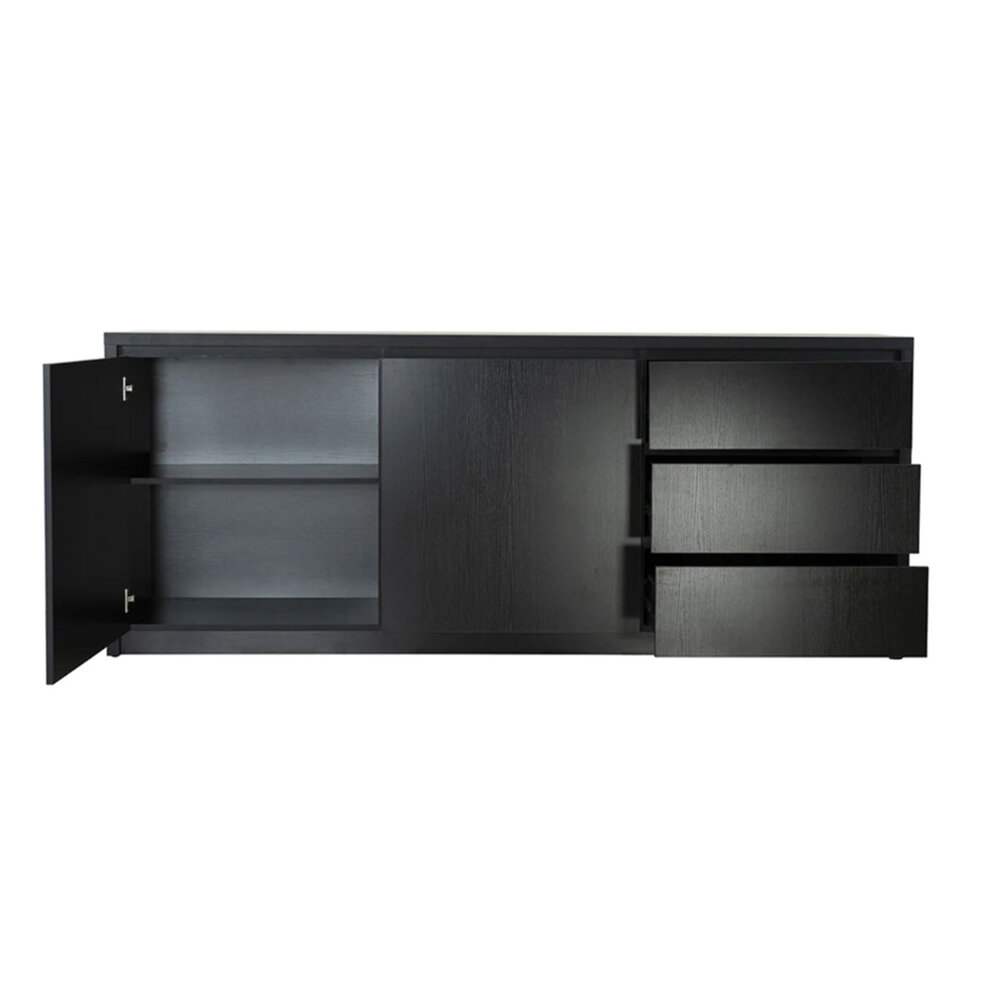 Dressoir melamine Cassie zwart 200cm Dressoir melamine Cassie zwart 200cm