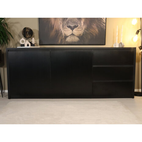 Lizzely Garden & Living Dressoir melamine Cassie zwart 200cm Lizzely Garden & Living Dressoir melamine Cassie zwart 200cm