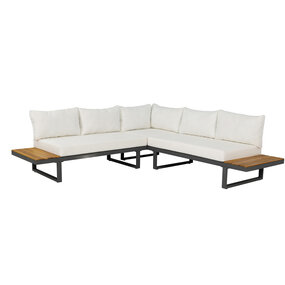Lizzely Garden & Living Loungeset 5-zits aluminium en acaciahout wit Darcio hoekbank