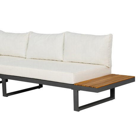 Lizzely Garden & Living Loungeset 5-zits aluminium en acaciahout wit Darcio hoekbank