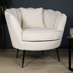 Lizzely Garden & Living Fauteuil zitbank 1 persoons stoel Anna velvet creme bankje Lizzely Garden & Living Fauteuil zitbank 1 persoons stoel Anna velvet creme bankje