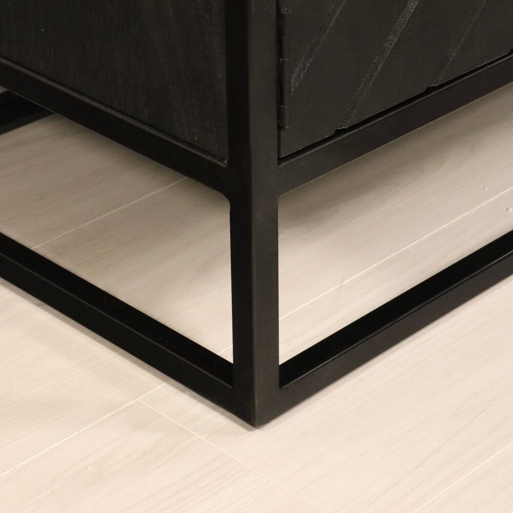 TV meubel industrieel Danae zwart visgraat duurzaam mangohout 210cm lengte mango TV meubel industrieel Danae zwart visgraat duurzaam mangohout 210cm lengte mango