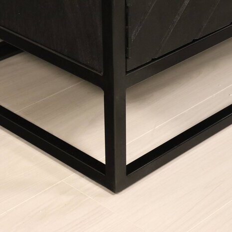 Lizzely Garden & Living TV meubel industrieel Danae zwart visgraat duurzaam mangohout 210cm lengte mango Lizzely Garden & Living TV meubel industrieel Danae zwart visgraat duurzaam mangohout 210cm lengte mango