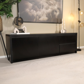 Lizzely Garden & Living Tv meubel melamine Cassie zwart 160cm