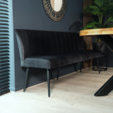 Lizzely Garden & Living Eetkamerbank 180cm Sally velvet zwart bank 3 zits eettafelbank Lizzely Garden & Living Eetkamerbank 180cm Sally velvet zwart bank 3 zits eettafelbank