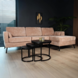 Lizzely Garden & Living Hoekbank design Lizza 270cm bank taupe chenille loungebank zowel links als rechts bankstel