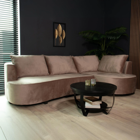Lizzely Garden & Living Hoekbank Lando 270cm bank taupe velvet bankstel rechts loungebank Lizzely Garden & Living Hoekbank Lando 270cm bank taupe velvet bankstel rechts loungebank