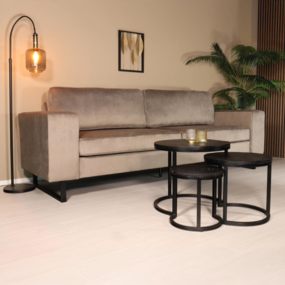 Lizzely Garden & Living Zitbank Alba 3-zits grijs velvet bank stof bankstel