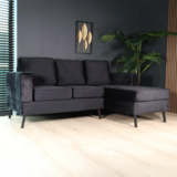 Lizzely Garden & Living Hoekbank design Venna 200cm bank zwart velvet loungebank zowel links als rechts bankstel