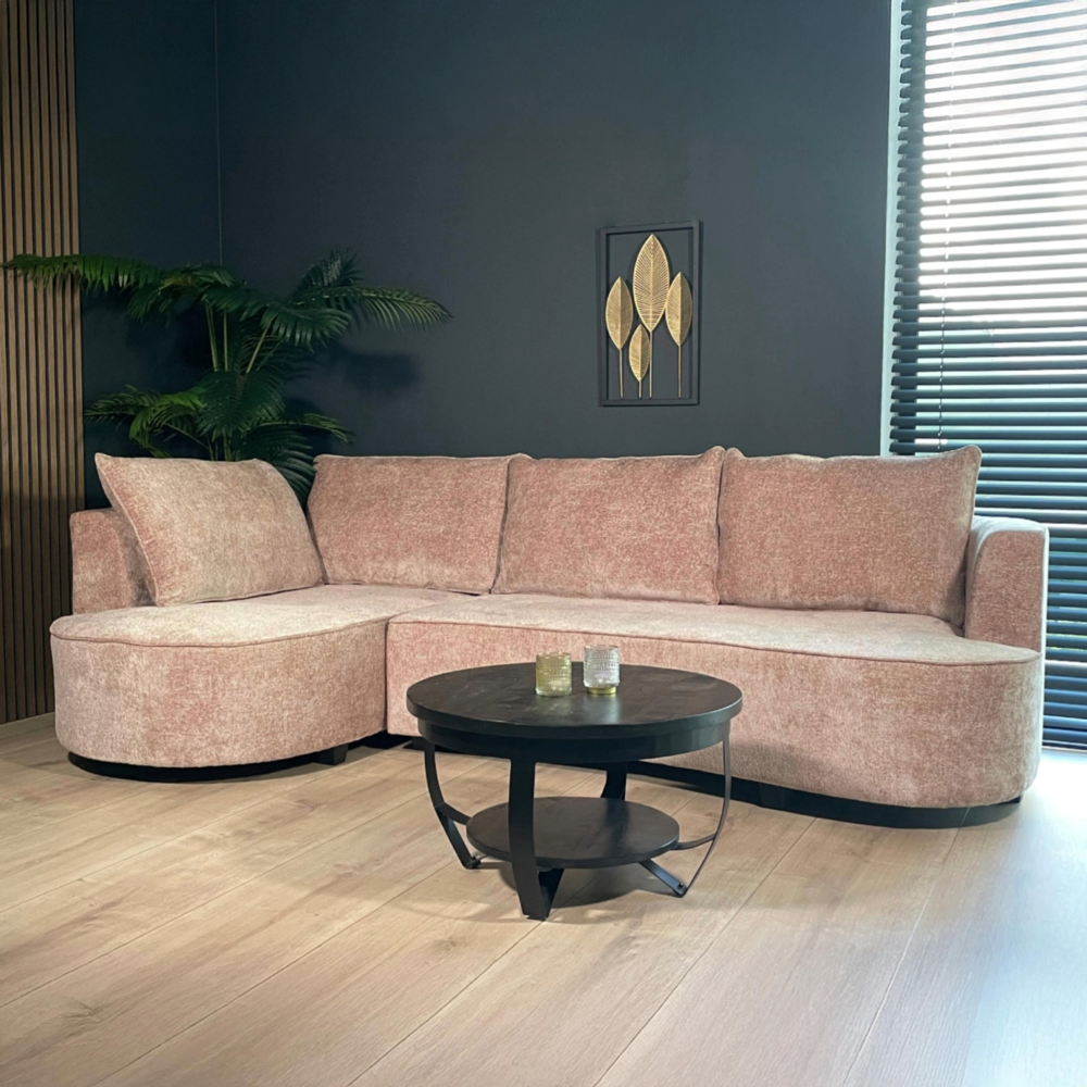 Hoekbank Lando 270cm bank taupe chenille bankstel bankstel links loungebank