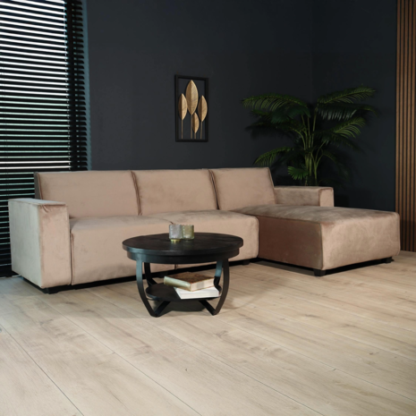 Lizzely Garden & Living Hoekbank design Riley 270cm bank champagne velvet loungebank rechts Lizzely Garden & Living Hoekbank design Riley 270cm bank champagne velvet loungebank rechts