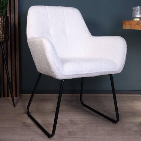 Lizzely Garden & Living Eetkamerstoel met armleuning Mae gebroken wit teddy design eetstoel Lizzely Garden & Living Eetkamerstoel met armleuning Mae gebroken wit teddy design eetstoel
