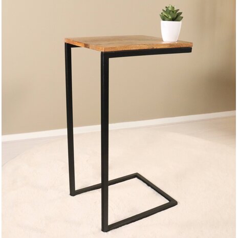 Lizzely Garden & Living Bijzettafel industrieel Jerry duurzaam mangohout laptoptafel mango side table