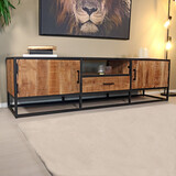 Lizzely Garden & Living TV meubel mangohout Iris 180cm industrieel duurzaam massief hout mango