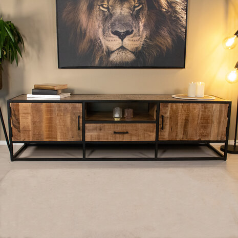 Lizzely Garden & Living TV meubel mangohout Iris 180cm industrieel duurzaam massief hout mango Lizzely Garden & Living TV meubel mangohout Iris 180cm industrieel duurzaam massief hout mango