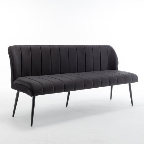 Lizzely Garden & Living Eetkamerbank 200cm Sally velvet zwart bank Lizzely Garden & Living Eetkamerbank 200cm Sally velvet zwart bank
