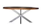 Eettafel ovaal mangohout 180cm Lucas bruin en zilver