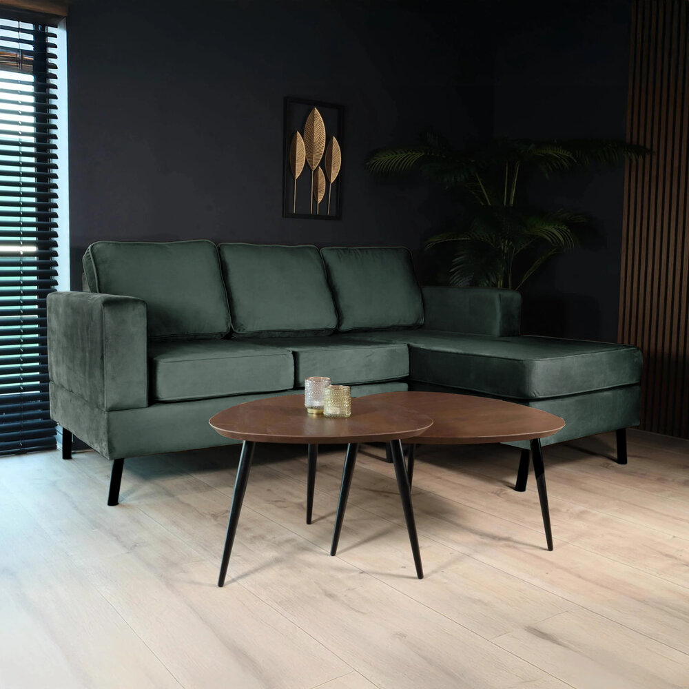 Hoekbank design Venna 200cm bank donkergroen velvet