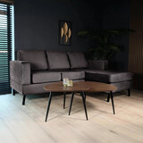 Lizzely Garden & Living Hoekbank design Venna 200cm donkergrijs velvet