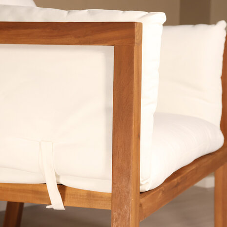 Lizzely Garden & Living Loungestoel met armleuning acaciahout Xandra tuinstoel met kussen