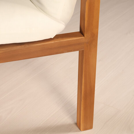 Lizzely Garden & Living Loungestoel met armleuning acaciahout Xandra tuinstoel met kussen