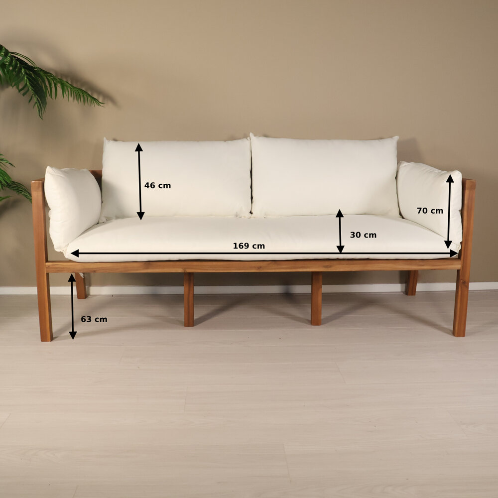 Loungebank 2-zits acaciahout wit Xandra tuinbank