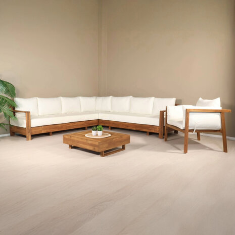 Lizzely Garden & Living Loungebank Lahon met loungetafel Dirk en loungestoel Xandra acaciahout