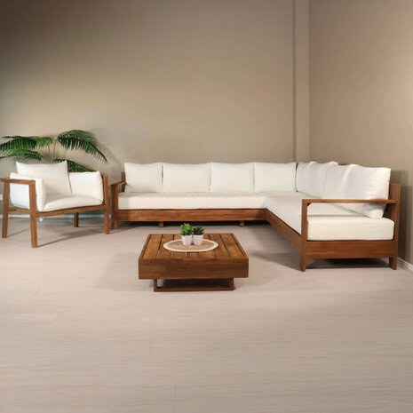 Lizzely Garden & Living Loungebank Lahon met loungetafel Dirk en loungestoel Xandra acaciahout