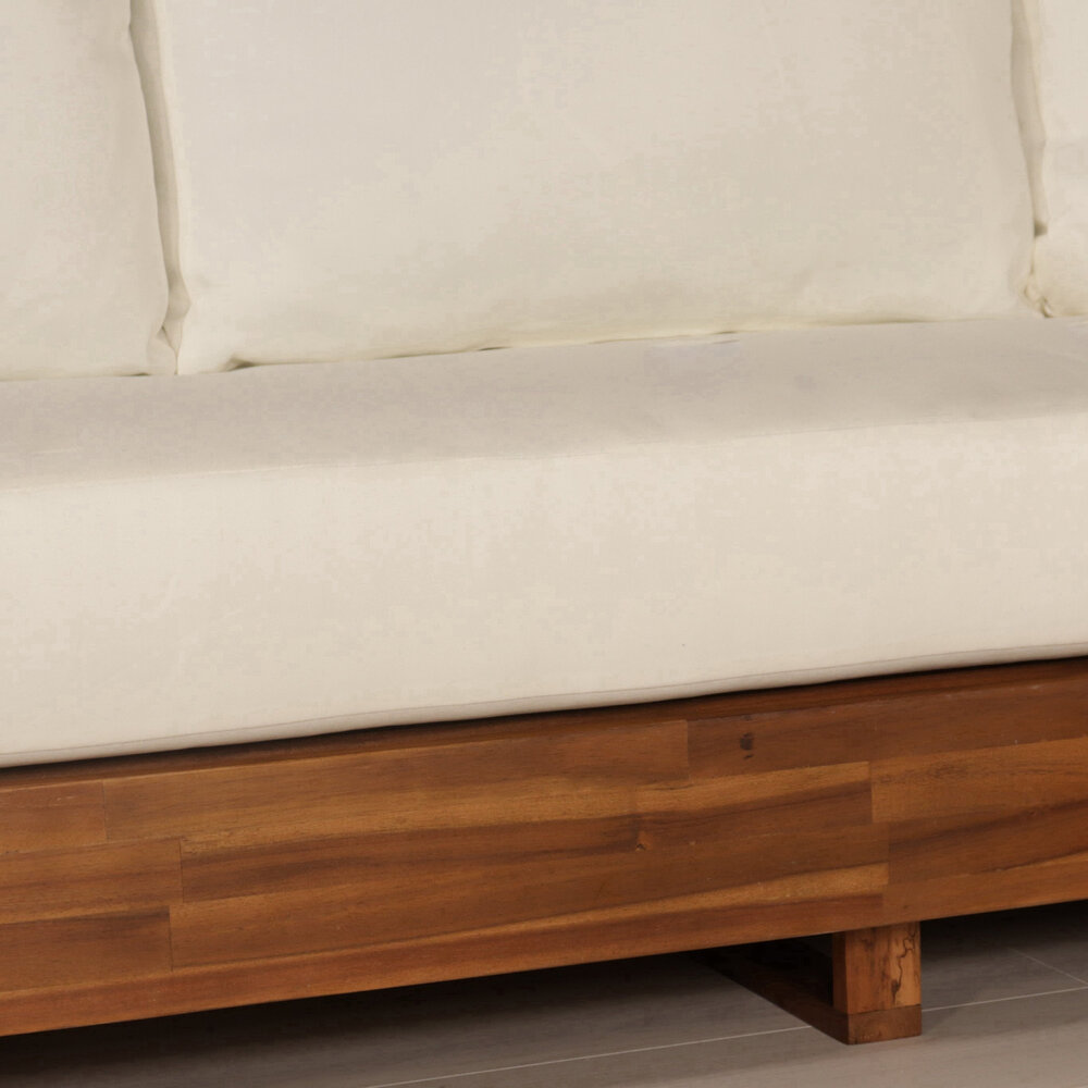 Loungebank Lahon met loungetafel Dirk en loungestoel Xandra acaciahout