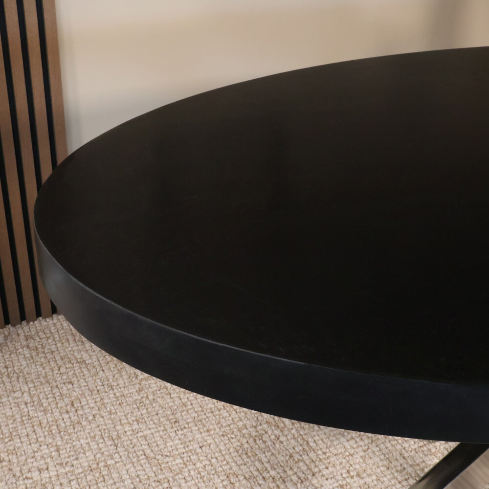 Eettafel ovaal mangohout 160cm Lucas zwart met zilver