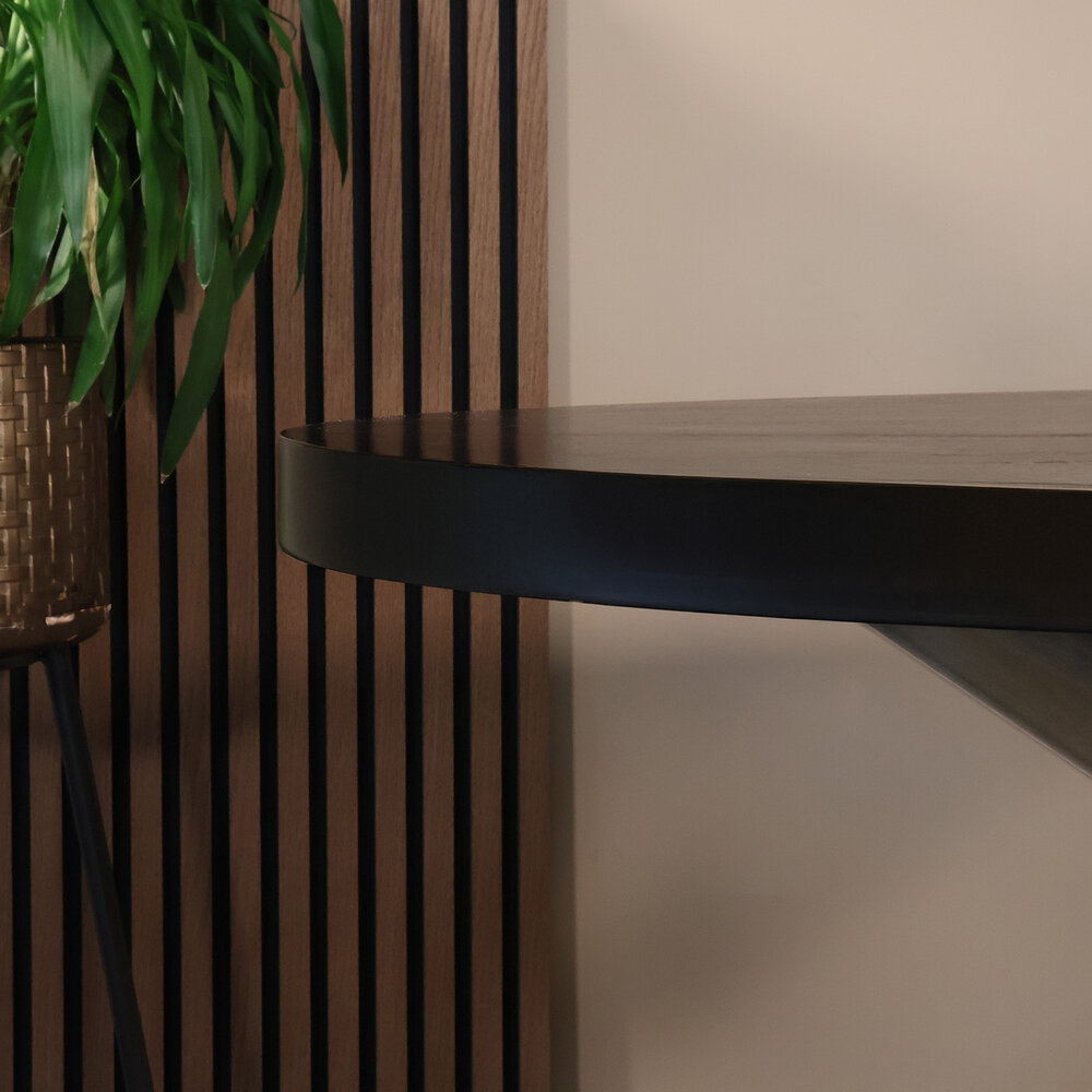 Eettafel ovaal mangohout 160cm Lucas zwart met zilver