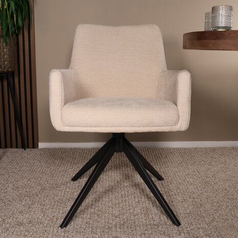 Lizzely Garden & Living Eetkamerstoel draaibaar met armleuning Nola beige Lizzely Garden & Living Eetkamerstoel draaibaar met armleuning Nola beige