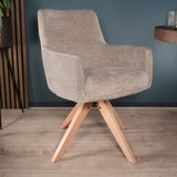Lizzely Garden & Living Eetkamerstoel draaibaar Gemma taupe draaibare eetstoel