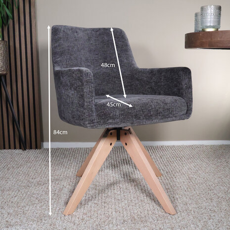 Lizzely Garden & Living Eetkamerstoel draaibaar Gemma zwart draaibare eetstoel