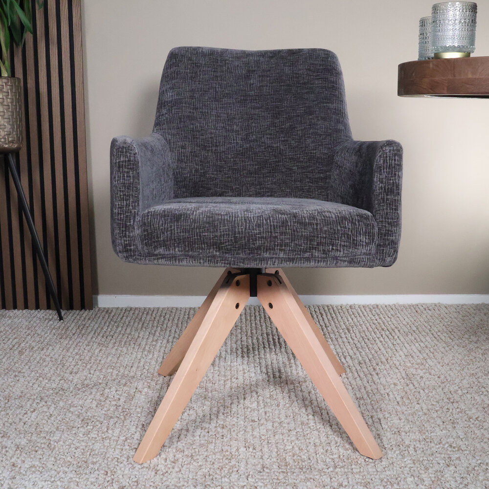 Eetkamerstoel draaibaar Gemma zwart draaibare eetstoel