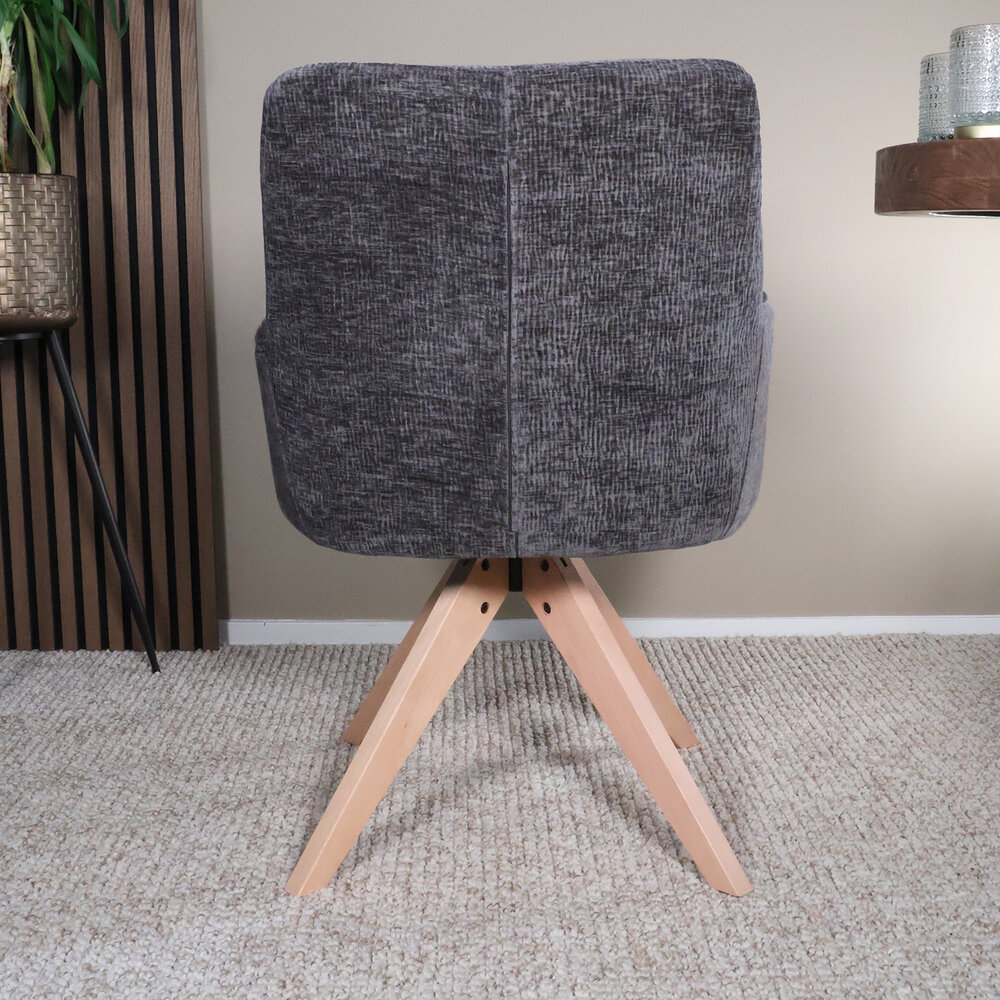 Eetkamerstoel draaibaar Gemma zwart draaibare eetstoel