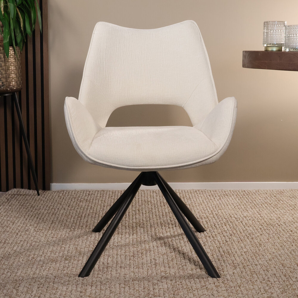 Eetkamerstoel draaibaar Kevin gebroken wit draaibare eetstoel Eetkamerstoel draaibaar Kevin gebroken wit draaibare eetstoel