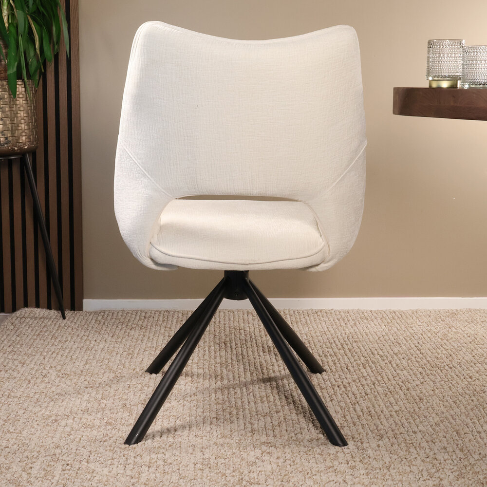 Eetkamerstoel draaibaar Kevin gebroken wit draaibare eetstoel Eetkamerstoel draaibaar Kevin gebroken wit draaibare eetstoel