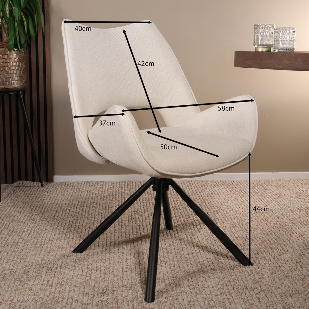 Eetkamerstoel draaibaar Kevin gebroken wit draaibare eetstoel Eetkamerstoel draaibaar Kevin gebroken wit draaibare eetstoel