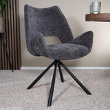 Lizzely Garden & Living Eetkamerstoel draaibaar Kevin zwart draaibare eetstoel