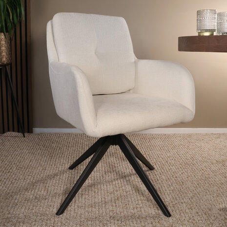 Lizzely Garden & Living Eetkamerstoel draaibaar Lieve ribstof wit draaibare eetstoel Lizzely Garden & Living Eetkamerstoel draaibaar Lieve ribstof wit draaibare eetstoel